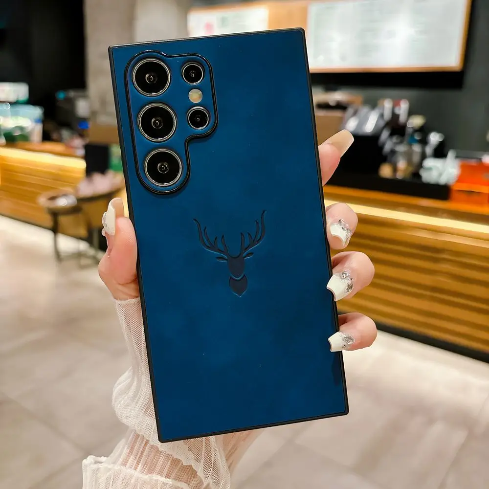 Leather Phone Cover For Samsung Galaxy S25Ultra S24 S23 S22 S21 Ultra S25 Plus FE A55 A53 A52 A36 A26 A33 Cartoon Deer Head Case 3