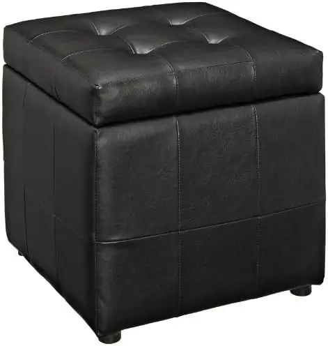 

Tufted Faux Leather Square Storage Ottoman Cube In Black Telescoping stool Wiggle stool Poop stool Wooden chair Folding stool Fo