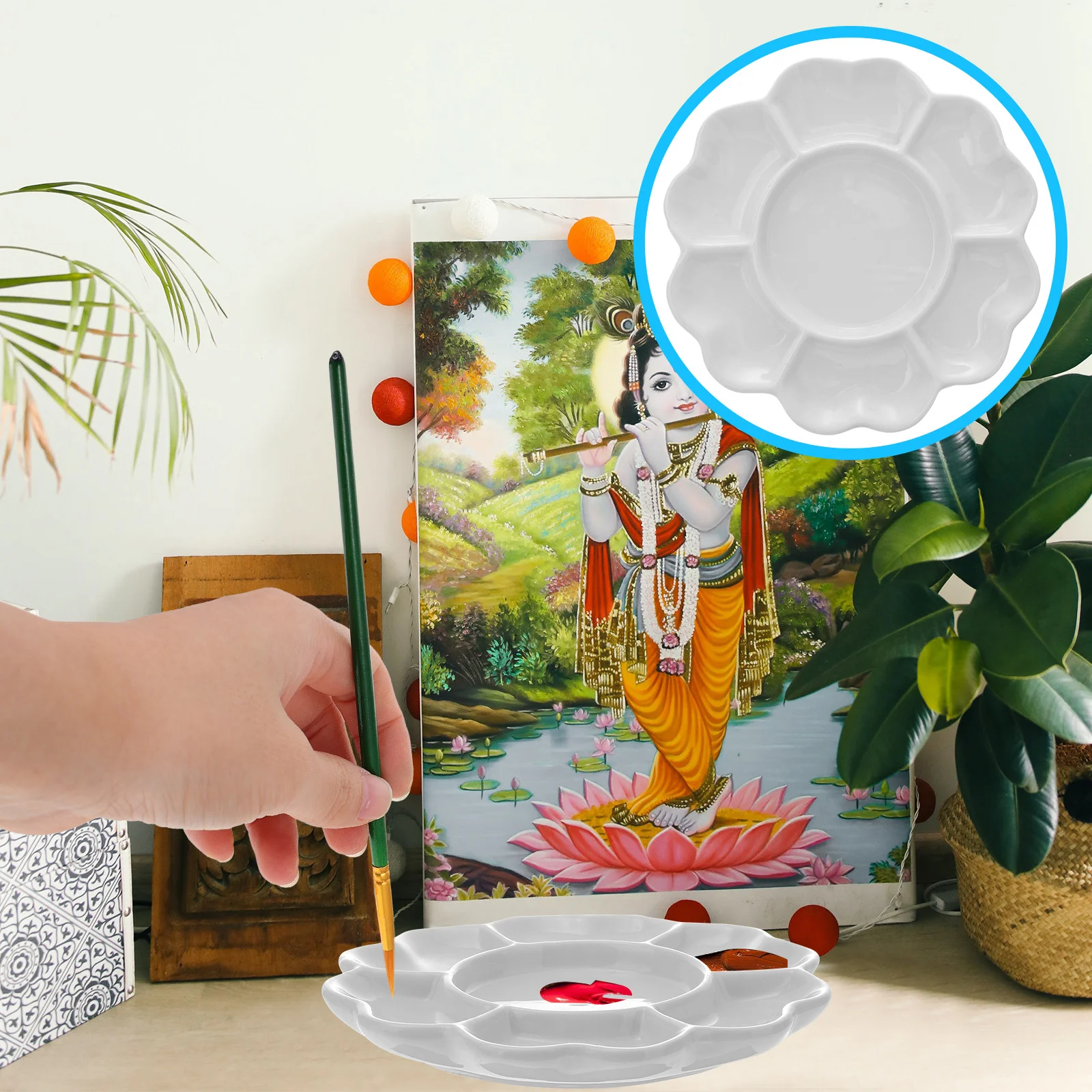 

Керамические лотки для рисования в форме цветка сливы, акварельные палитры, лотки для творчества, профессиональные студенты, дети (белые)