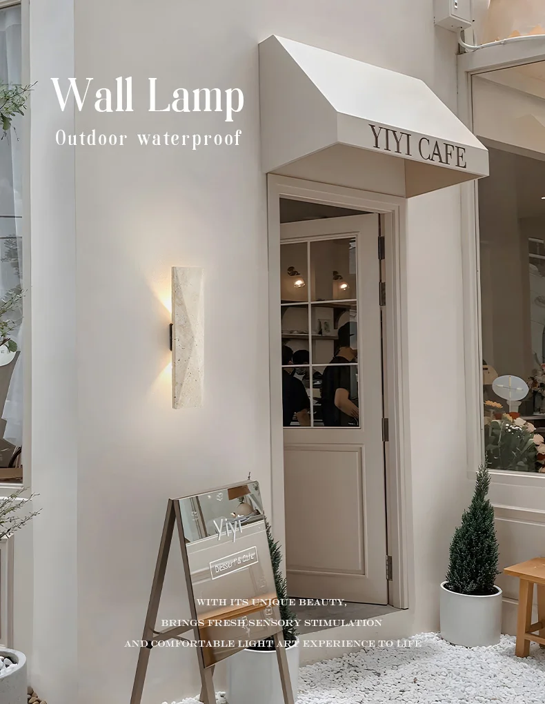 Yellow Travertine Outdoor Lamp