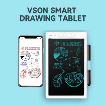 VSON Smart Graphics Tablet Digital Drawing Tablet 8192 Levels Pressure Sensitivity Synchronous Notes Transmission White