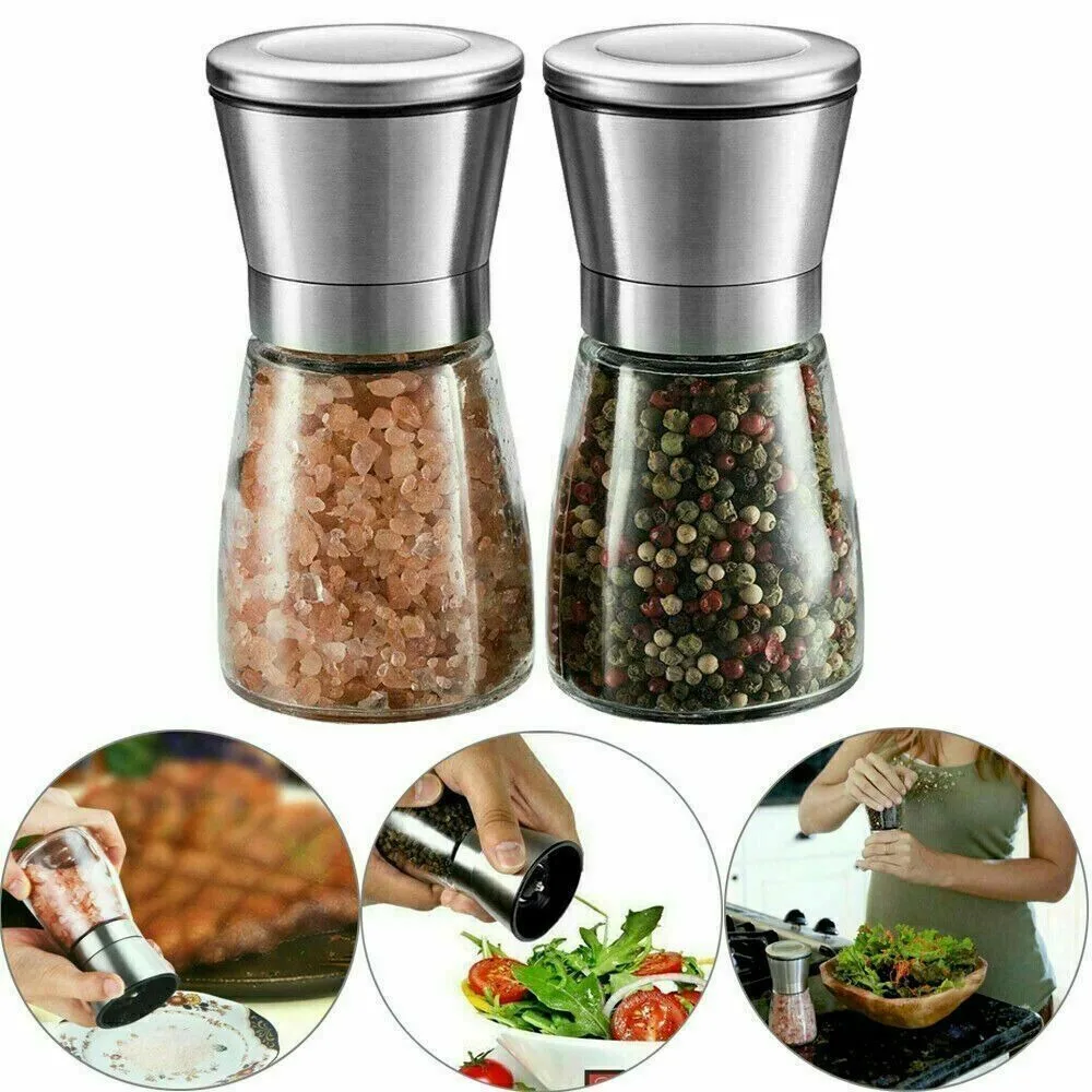 Salt and pepper grinder adjustable stainless steel glass mill coarse grinding