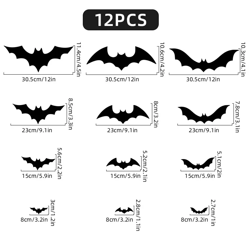 Halloween Decoration 3d Cool Black Bat Halloween Party Diy Bar Room Decoration Party Horror Props Wall Sticker
