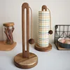 Solid wood paper towel rack Kitchen perforation-free roll paper storage rack cloth plastic wrap bag vertical storage rack 1