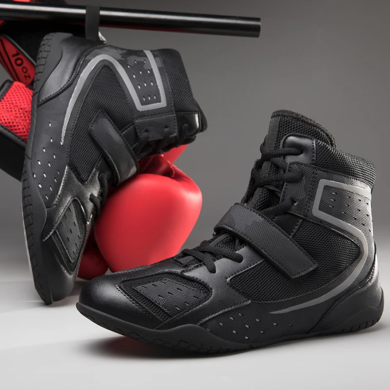 Zapatos de lucha de alta calidad, botas de entrenamiento de boxeo profesional para jóvenes, zapatos deportivos para exteriores, zapatos de boxeo y lucha para hombres