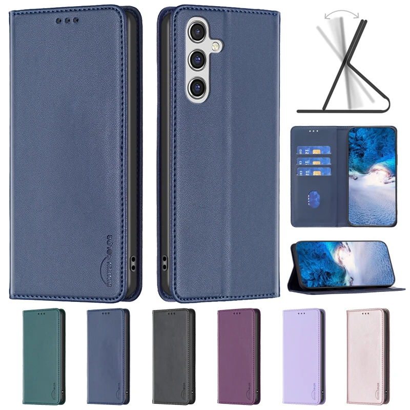 Phone Case For Samsung A54 A14 5G Magnetic Flip Phone Case