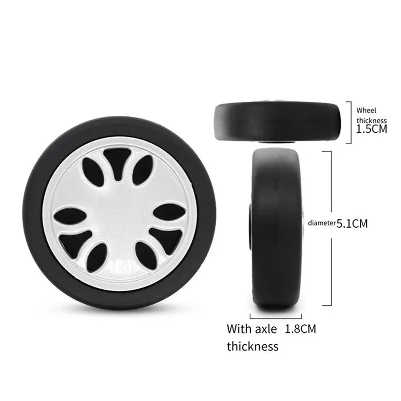VEHO-8PC 여행 가방 교체용 바퀴 51mm x 18mm 스피너 휠 무소음 유연하고 부드러운 손상된 수하물 트롤리 캐스터 수리용