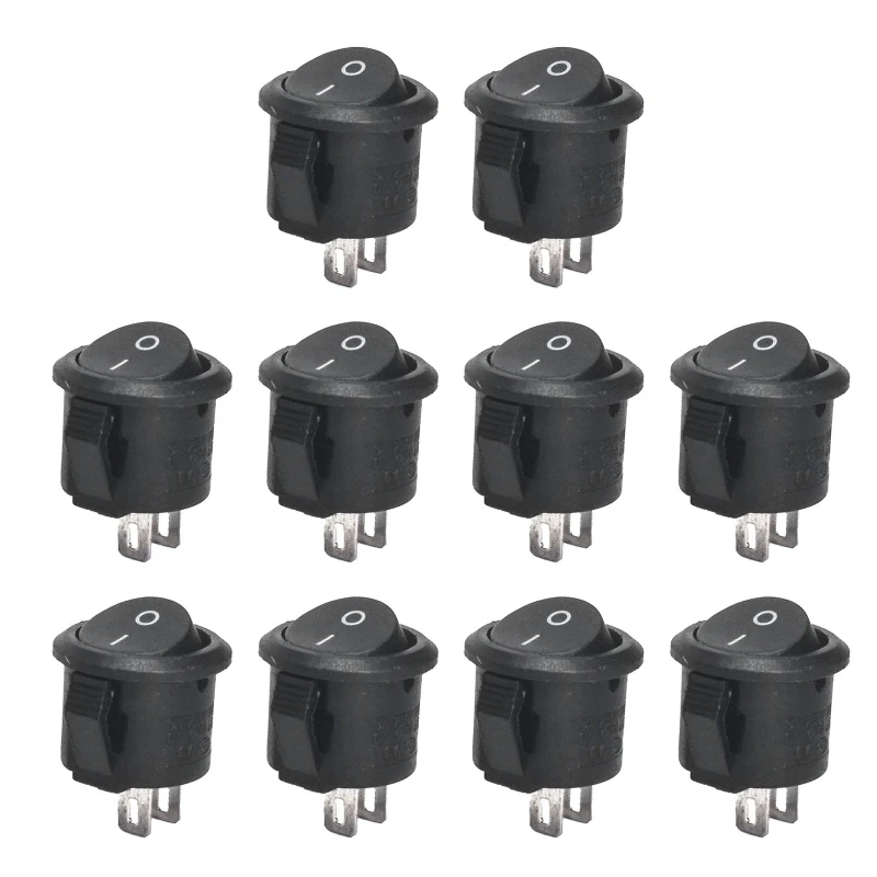 10Pcs 12V Round Rocker Switches ON/OFF 2 Pin SPST Campers Caravan