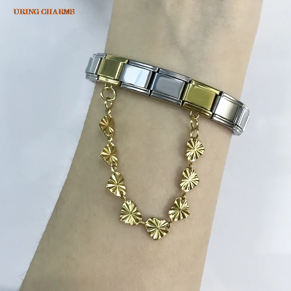 URING 16-Stil Herz-Hängekette, italienischer Charms-Link, passend für 9 mm Armbänder, Edelstahl, DIY-Herstellung von Perlen, Schmuck für Frauen – Detail 2