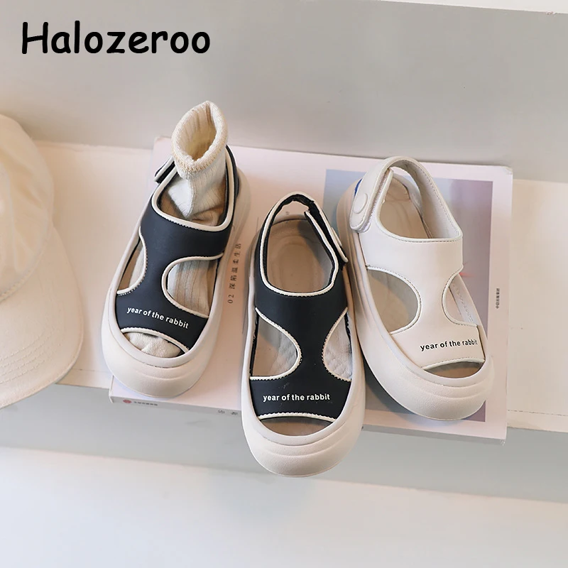 

New Kids Beach Sandals Baby Girls Brand Leather Shoes Children Sport Sandalias Boys Fashion Slides Casual Flats School Summer