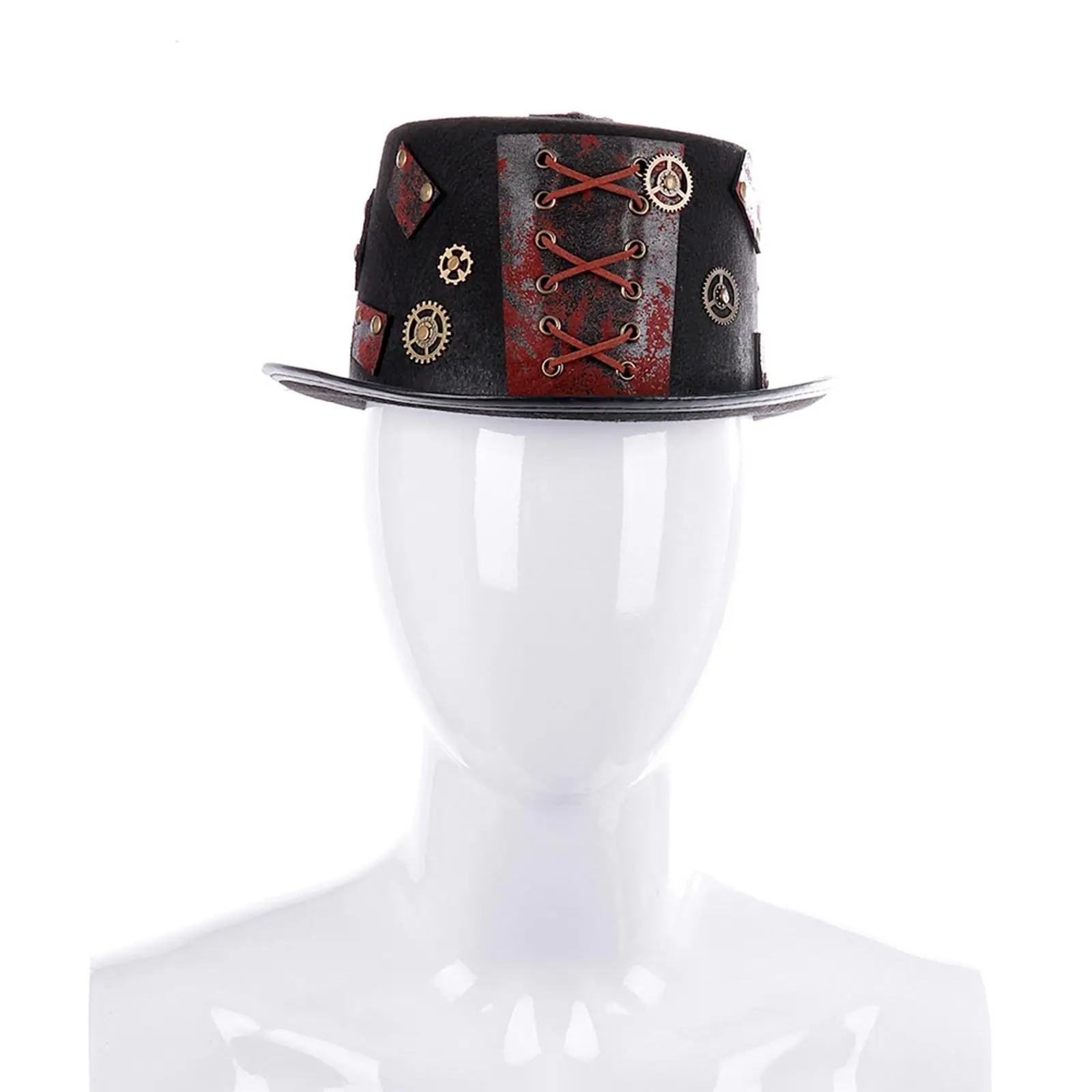Punk Goth Steampunk Top Hat with String Gear Cosplay Costume Hat, Head Wear Durable Unisex Masquerade Costume Party Accessories