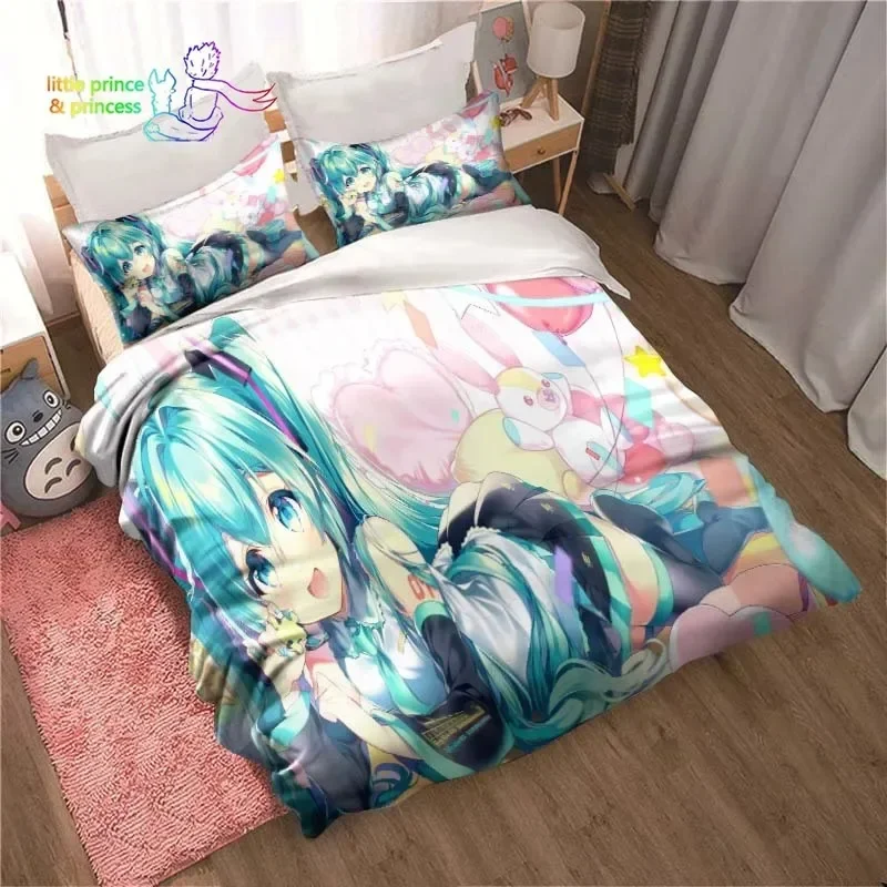 Japanese Kawaii Anime Miku Bedding Set Single Twin Full Queen King Size Bed Set Aldult Kid Bedroom 3D Print 6