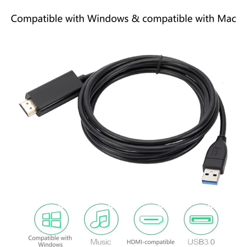 GRWIBEOU USB3.0-HDMI ̺ USB 3.0 HDMI ȯ Lenovo ASUS Ʈ PC  1.8m 1080P    ̺