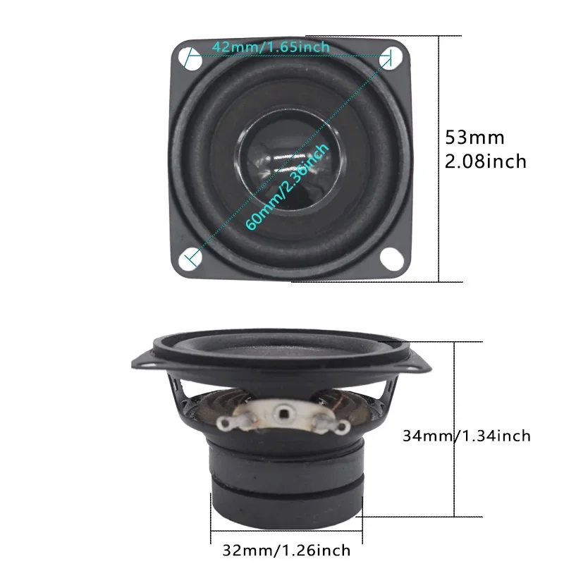 2Pcs 2 Inch 4 Ohm 10W Speakers Audio Portable Full Range Sound Dual Magnetic Loudspeaker DIY Home Theater Sound System Speaker 6