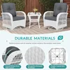 MEETWARM 3 Pieces Outdoor Wicker Swivel Rocker Patio Set, Rocking Chairs Rattan Patio Furniture Sets with Thickened Cushion and 4