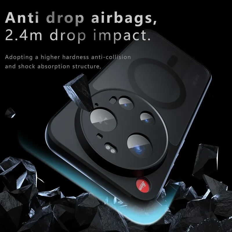 Magnetic Shockproof Matte Phone Case with Wireless Charging Compatibility