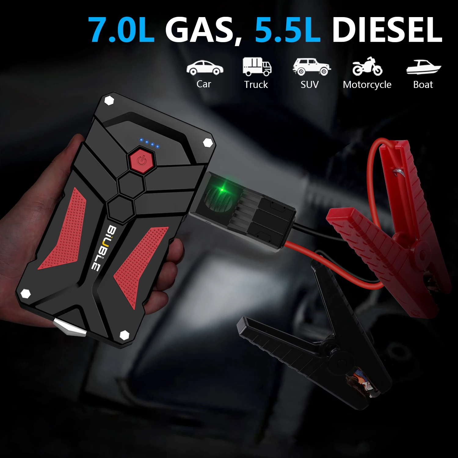 2000A Jump Starter Power Bank Starting Device Portable Emergency Booster for 12V Small Trucks Emergency Battery Booster