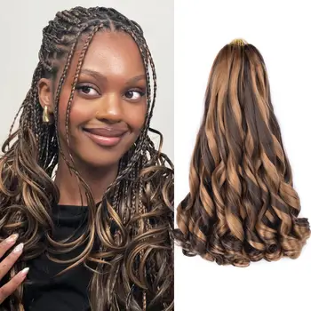 14 Inch French Curly Crochet Braiding Hair Synthetic hair Loose Wave Braids Hair Spiral Curls Crochet Hair Extensions For Women 1
