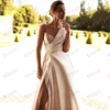 Graceful Wedding Dresses Satin A-Line Bridal Gowns V-Neck High Split Robes For Formal Party Pretty Vestidos De Novia Customized 3