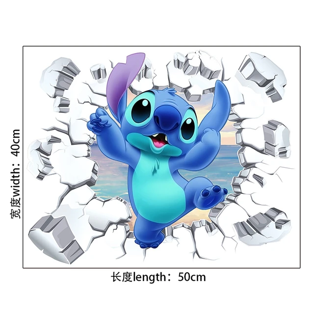 Stitch Cartoon Wall Stickers Children's Bedroom Wall Stickers Graffiti  Self-Adhesive PVC Glass Cabinet Stickers Home Decoration