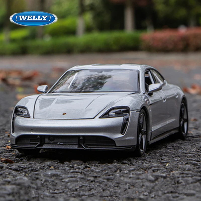 Welly 1:24 Porsche Taycan Turbo S 합금 스포츠카 모델 다이캐..