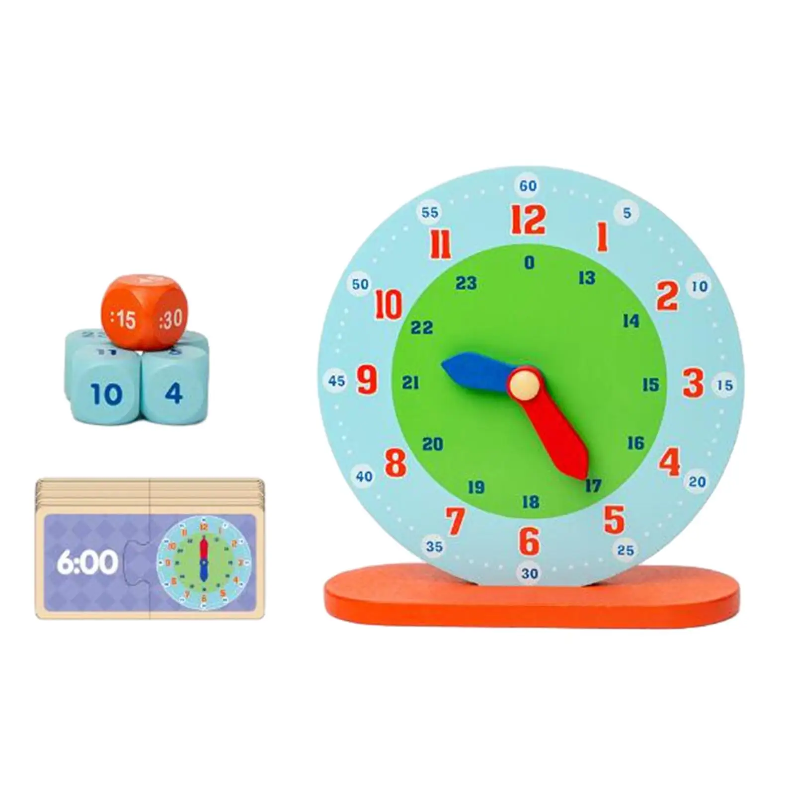 Wooden Montessori Clock Toy for Kids, Educational Time Activity Set Teaching Aids for Homeschool Supplies Kids