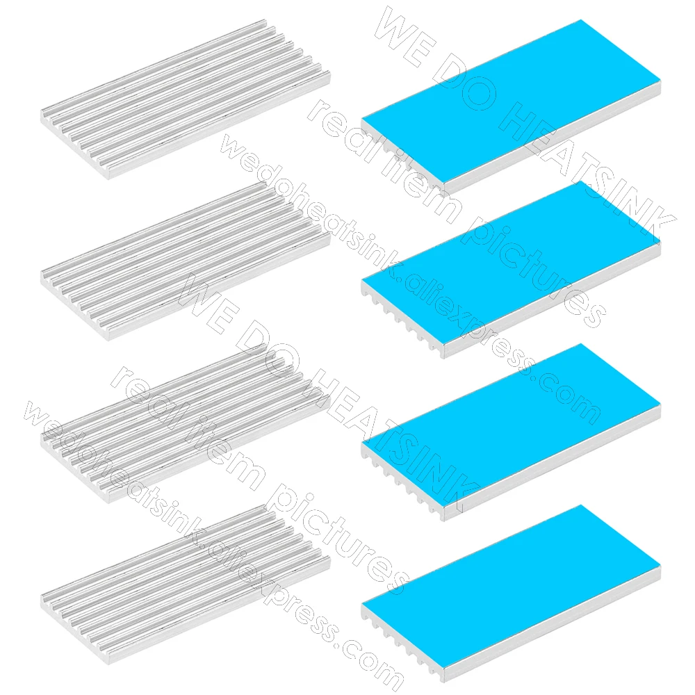 50x22x3mm 냉각 용 블랙 알루미늄 히트 싱크 MOSFET VRam 레귤레이터 열 테이프가있는 VRM 스테퍼 드라이버