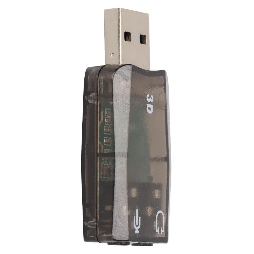오디오 어댑터 3.5mm 헤드폰 마이크 잭 USB 사운드 카드 플러그 앤 플레이 Windows PC용 가상 5.1 채널 스테레오 사운드 카드