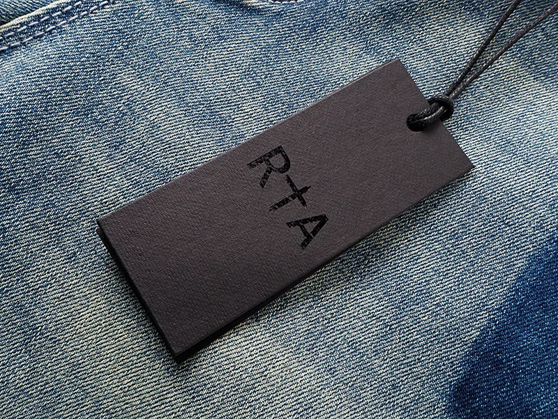 بنطلون جينز رجالي ضيق من ماركة RTA بتصميم ممزق ومزين بالرسم والجرافيتي، بنطلون طويل للشارع