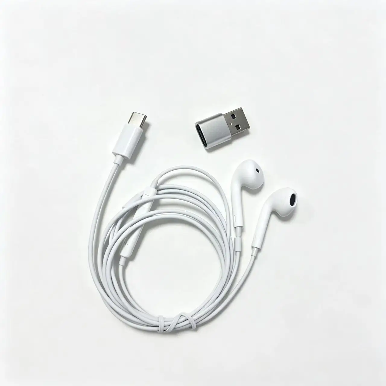 Type-C Wired Semi-in-Ear Earphones with Mic and Volume Control - Includes USB Adapter