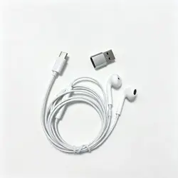 Type - C Wired Semi - in - Ear Earphones with Mic and Volume Control - Includes USB Adapter (White 1pcs)