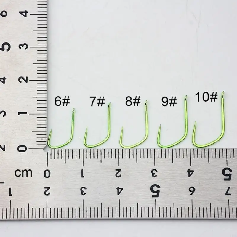 50pcs Green, bisezloser Fischereihaken langer Schaftfischerhakenfischersch Trackle – Detail 7