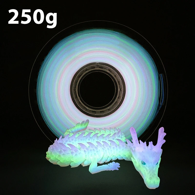 250g 500g 1Kg PLA Gökkuşağı Karanlıkta Parlayan 3D Yazıcı Filamenti Süblimasyon parlaklığı Gökkuşağı 3D Baskı Malzemesi vakumlu ambalaj