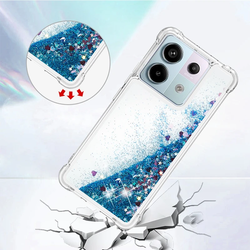 Kaywzo Cover per Xiaomi Redmi Note 13 Pro 4G/M6 Pro 4G,Custodia Trasparente TPU Glitter con Protezione della Fotocamera,Brillante e Splendente Donna Ragazza Silicone Phone Case Cover
