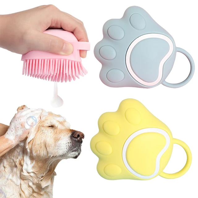 Soft Silicone Dog Brush Pet Shampoo Massager Bath Brush Bathroom Puppycat  Washing Massage Dispenser Grooming Shower