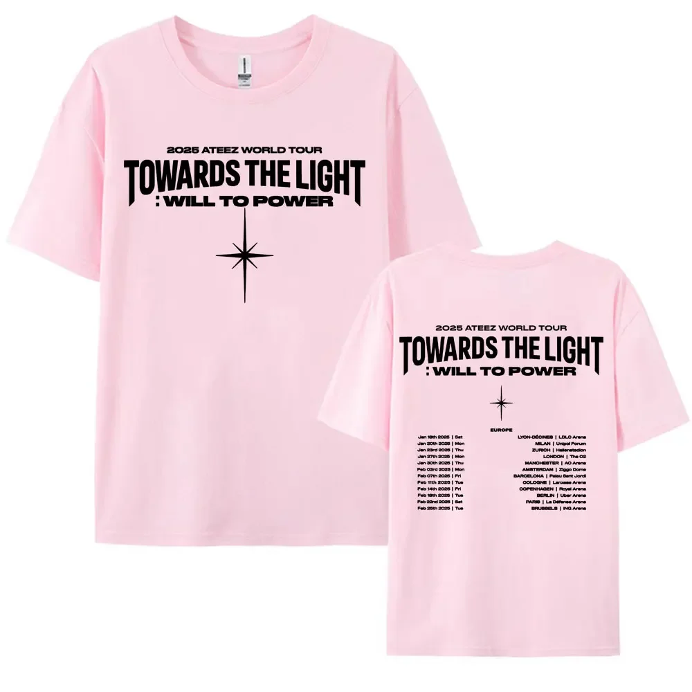 2025 Ateez World Tour Towards The Light: Will To Power T Shirt Men Women Korean Fashion High Quality Casual 100% Cotton T-shirts 3