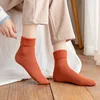 Winter Models of Mid-calf Vertical Stripes Snow Socks Solid Color Japanese Stacked Socks Warm Padded and Thickened Floor Socks 4