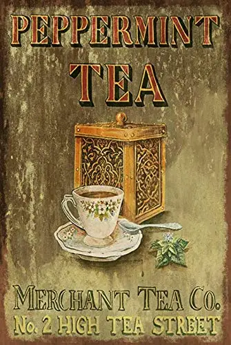 

Peppermint Tea Merchant 8x12 Inch Vintage Retro Decor Metal Tin Sign