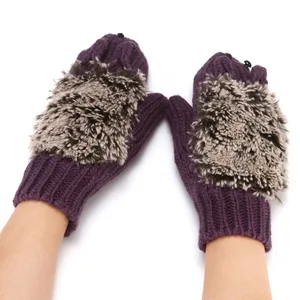 Women Winter New Gloves Without Fingers Knitting Wool Cute Warm Mittens Fingerless Cartoon Hedgehog Warm Gloves Free Shipping
