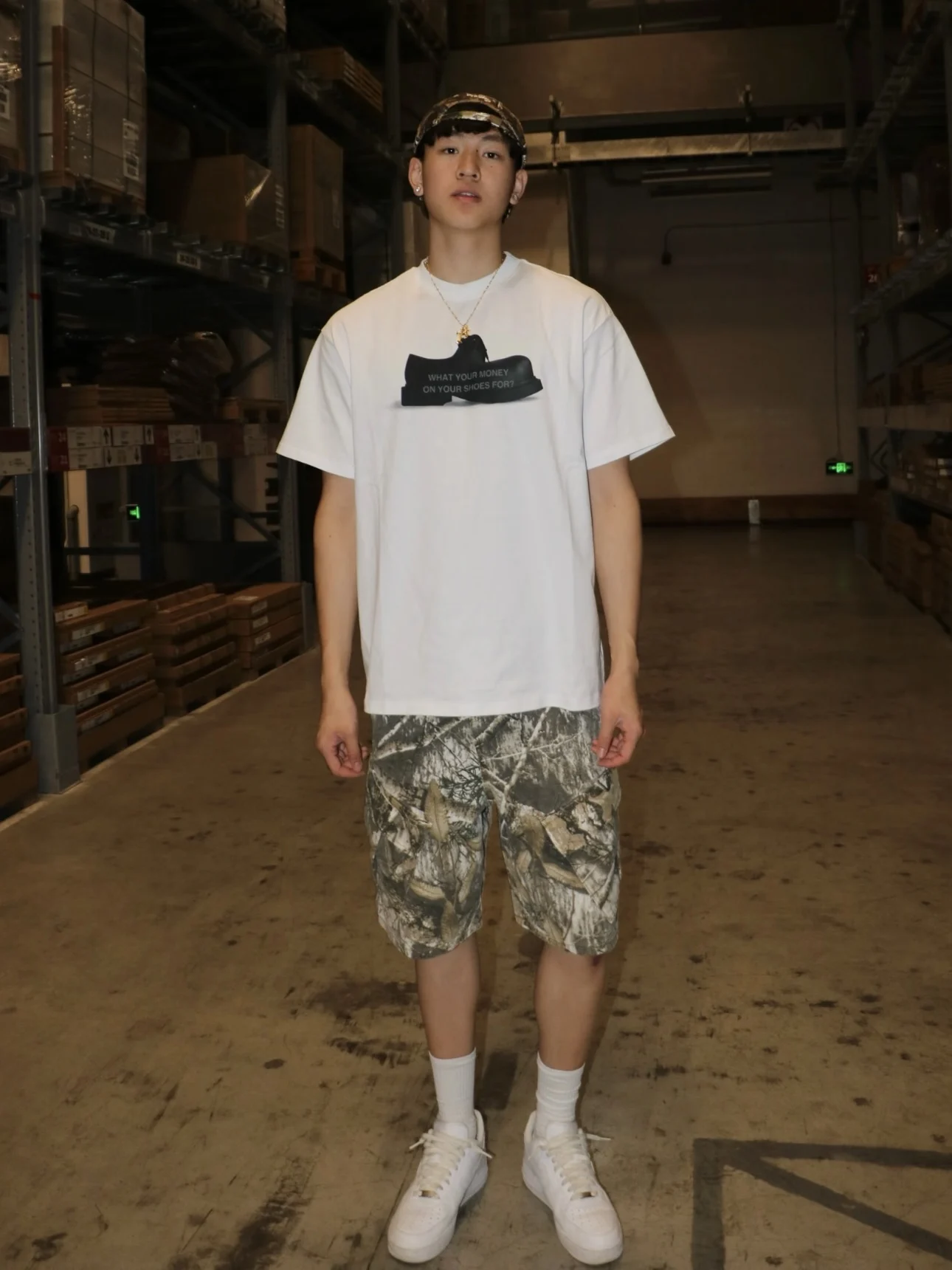 Retro American Sle Camouflage Branching Workwear orts Men's Summer Loose Above-Knee Trendy Straight Leg Casual Pants