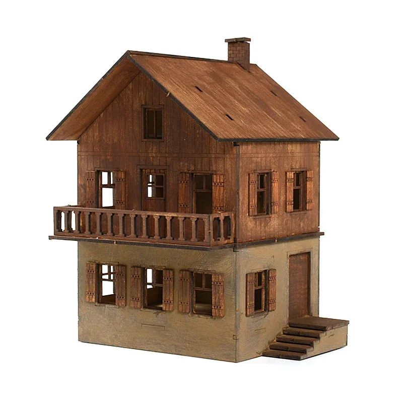 1: 72 Southeast Asia Second Floor Building Scene Wooden Assembly Model Decorations DIY Handmade Gifts 5
