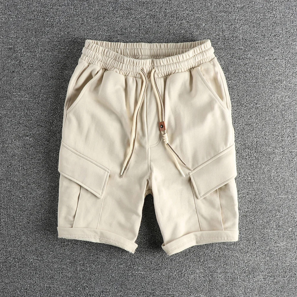 

Simple vintage wash knit wool cargo casual shorts men loose comfortable all sport five quarter pants