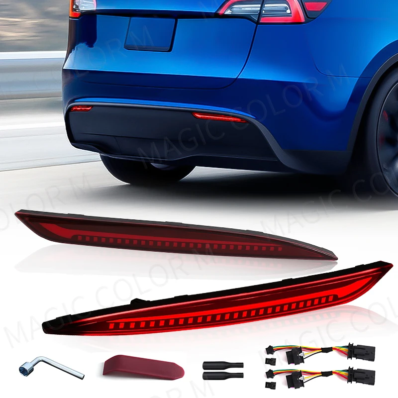 For Tesla Model 3 Model Y 2018 2019 2020 2021 2022 2023 Led Rear Bumper  Reflector 3 Functions Brake Light Dynamic Turn Signal - AliExpress