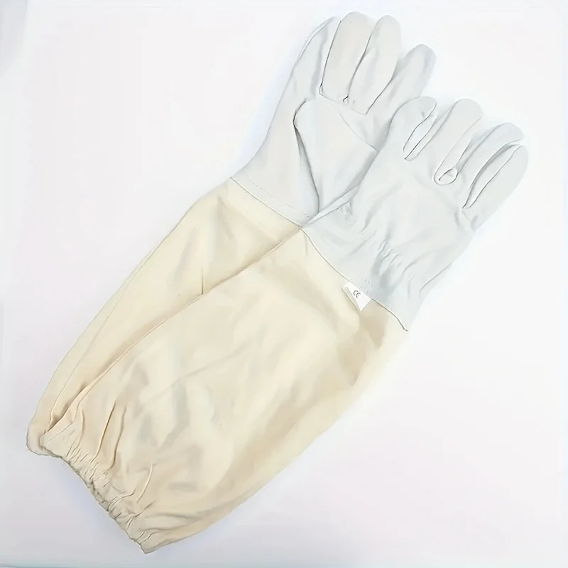 1 Pair Safe Beekeeping Gloves Anti-bee Anti-sting Breathable Protective Long Sleeves for Beekeeper Canvas Gloves Beekeeping Tool