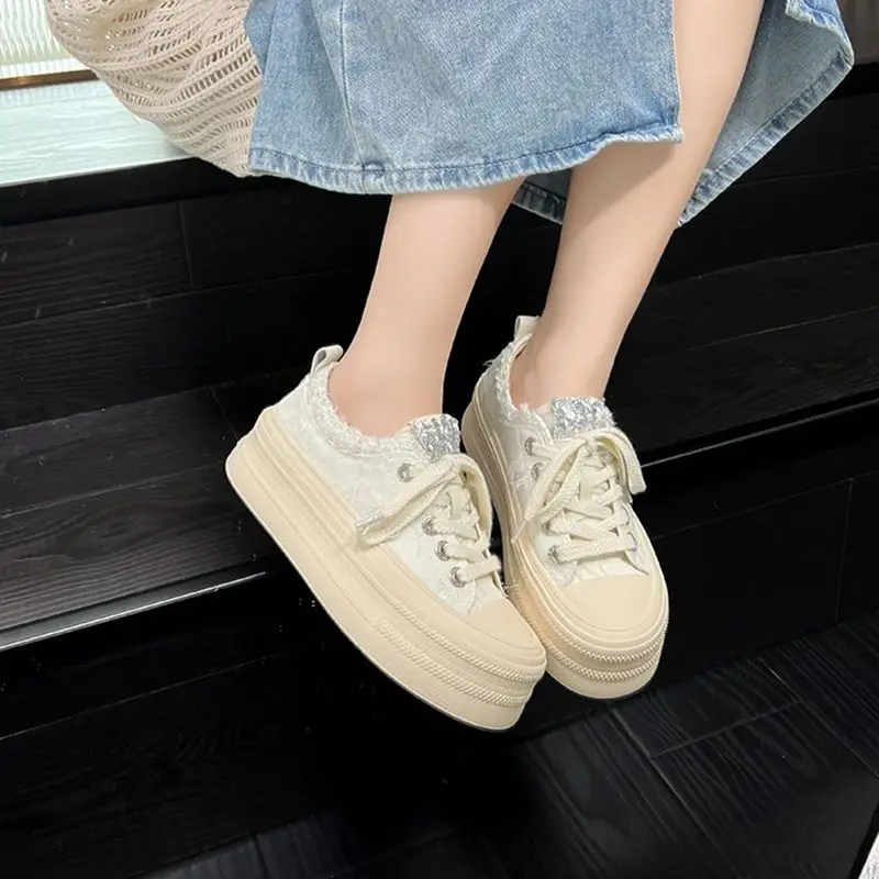 Scarpe Da Donna Stringate Scarpe Da Donna In Tela Off White High On Platform Walking Casual Coreano 2023 New Y2K Fashion 39 Autunno A Buon Mercato