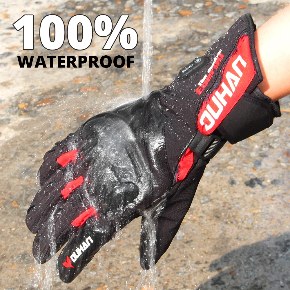 100% Waterproof Motorcycle Gloves Heated Guantes Motorbike Riding Heating Gloves Touch Screen Gant Moto DUHAN motorcycle gloves sports gloves leather motorcycle gloves winter gloves