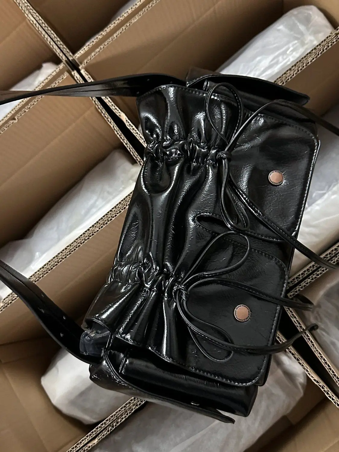 JIAERDI Sweet Cool Bow Shoulder Bags Women New Vintage Soft Leather Pocket Y2k Bag Purses Female Retro Black Handbag Aesthetic