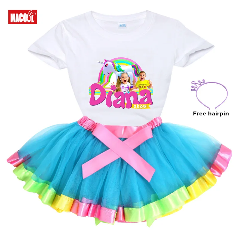 disney clothing sets Girl Clothes Set Rainbow Dress Tutu Dress Suit Children Clothing Summer Skirt Kid Clothing Toddler Baby Outfit Love Diana TShirt absolver clothing sets	 Clothing Sets