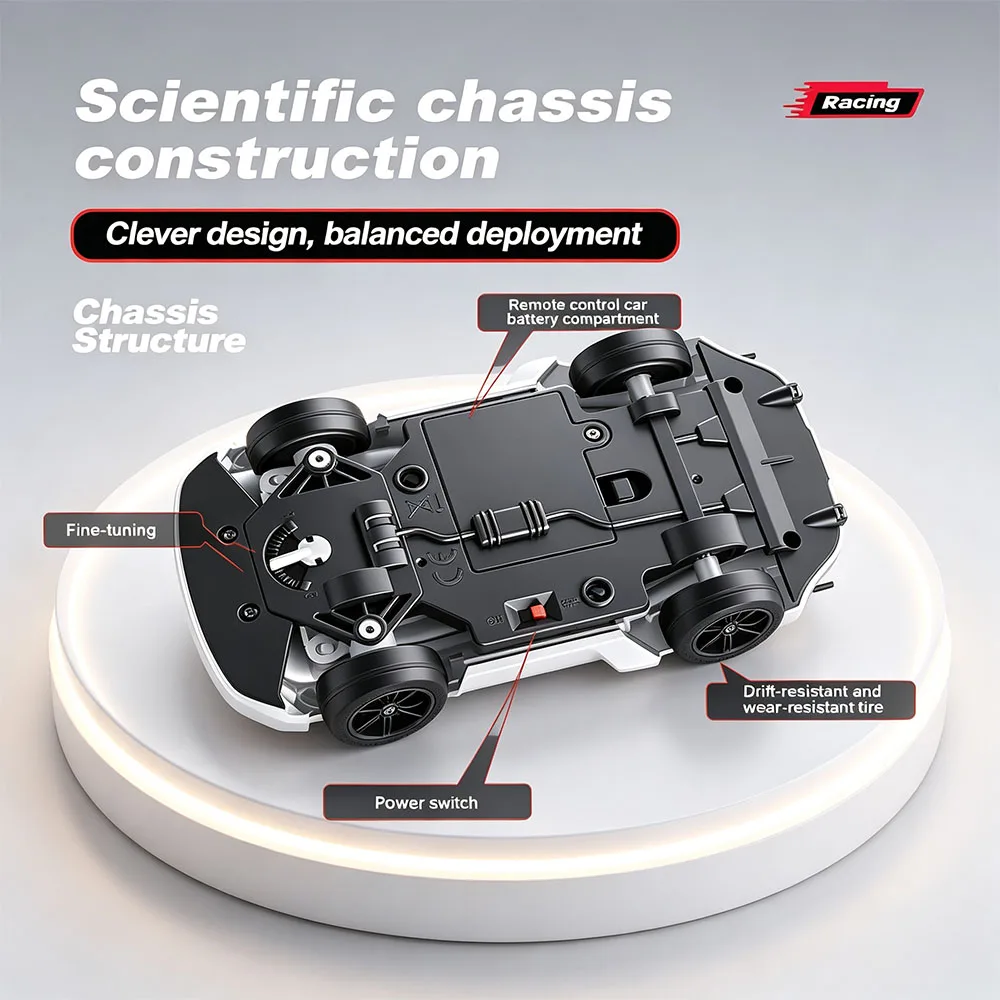 NEW S300 1/24 RC카 2.4G 고속 드리프트 4륜구동 무선 조종 자동차 LED 라이트 라디오 컨트롤 GTR 레이싱 모델 남자아이 장난감 선물