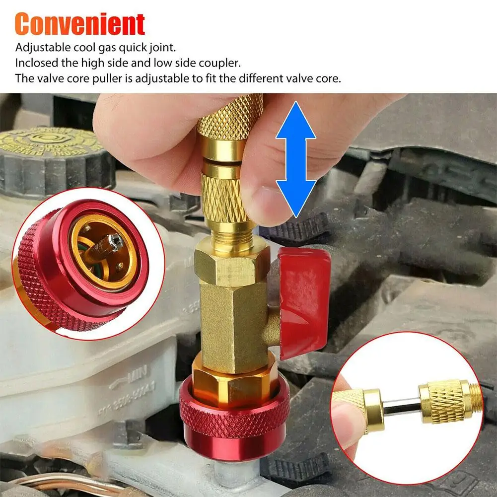 R134a R12 Valve Core Remover Installer Car Air Conditioning Valve Core Quick Remover Installer High Low Pressure Repair Tool